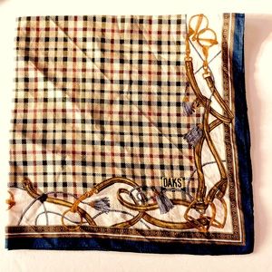 Daks London Vintage Horsebit Geo-Check Plaid Lightweight Scarf